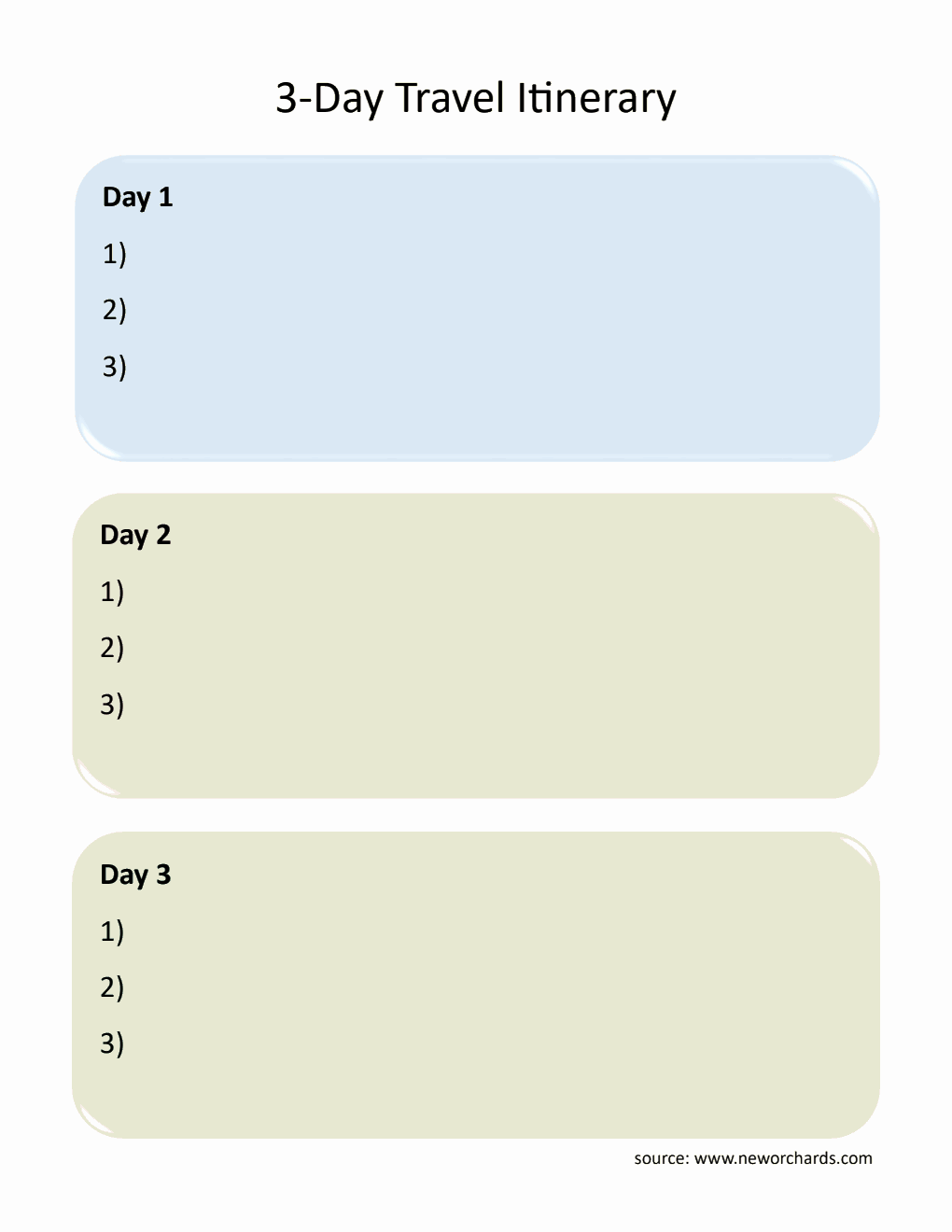  3-Day Travel Itinerary Template | Customizable in Word