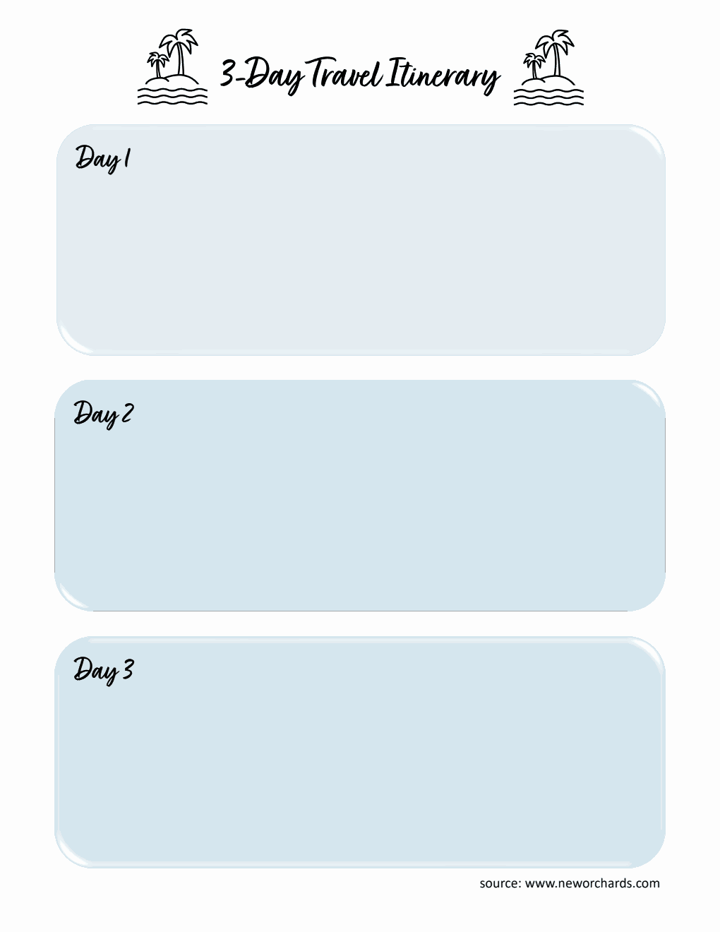 Printable 3-Day Travel Itinerary Template | Customizable in PDF