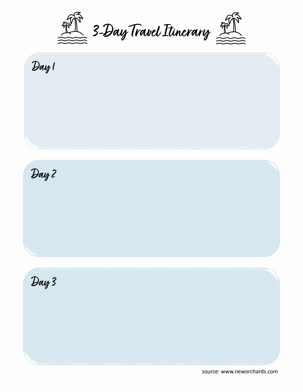 Printable 3-Day Travel Itinerary Template | Customizable in Word