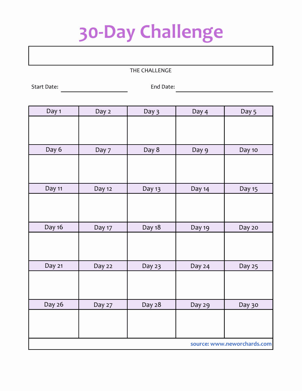  30-Day Challenge Template in Excel (With Pre-Filled Days)