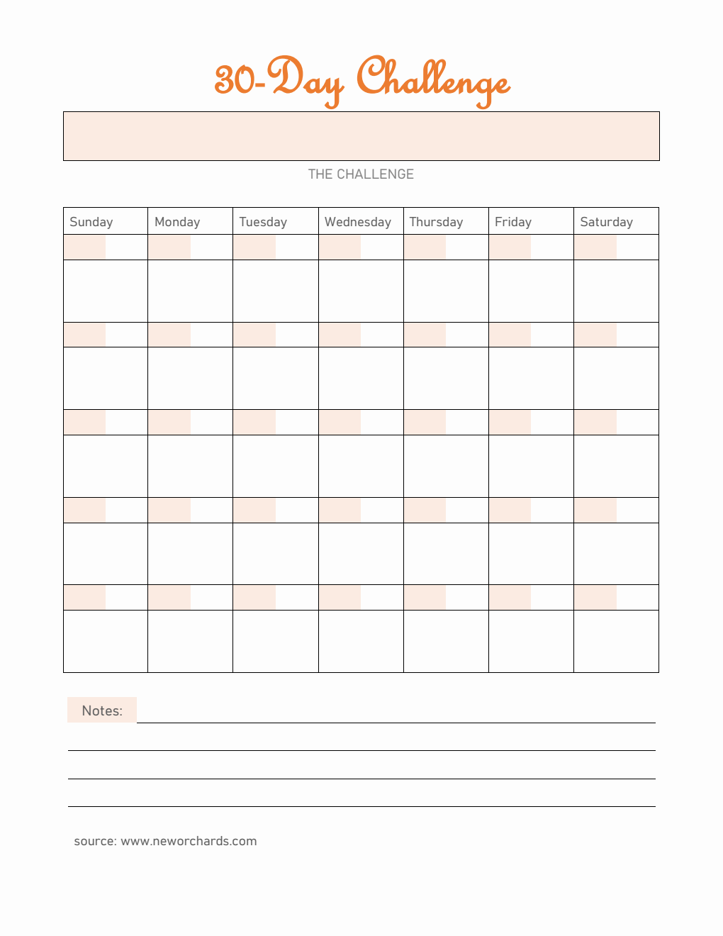 Customizable 30-Day Challenge Template PDF