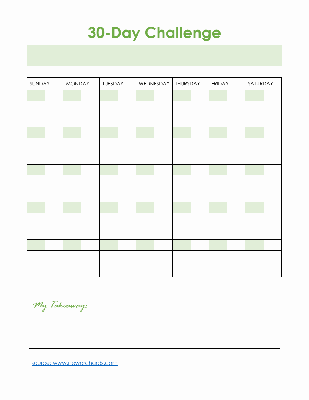  30-Day Challenge Template PDF