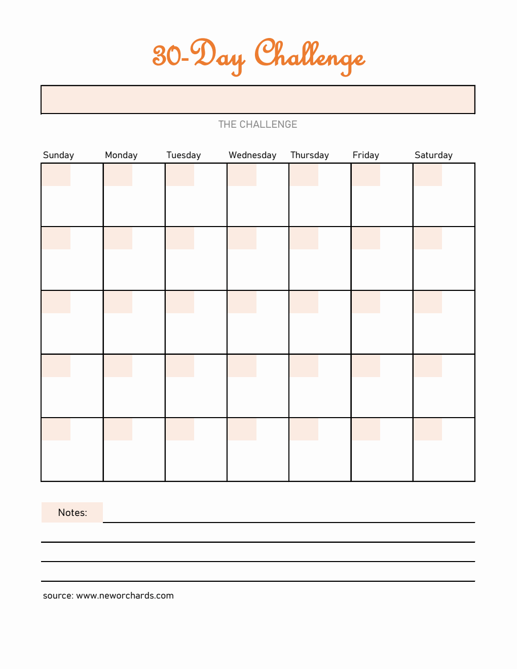 Customizable 30-Day Challenge Template Excel