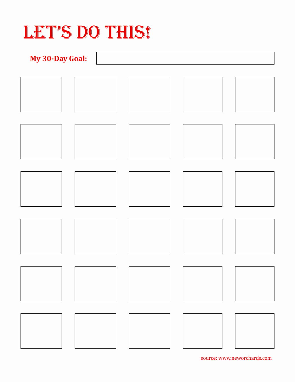 30-Day Habit Tracker Printable in Word Format