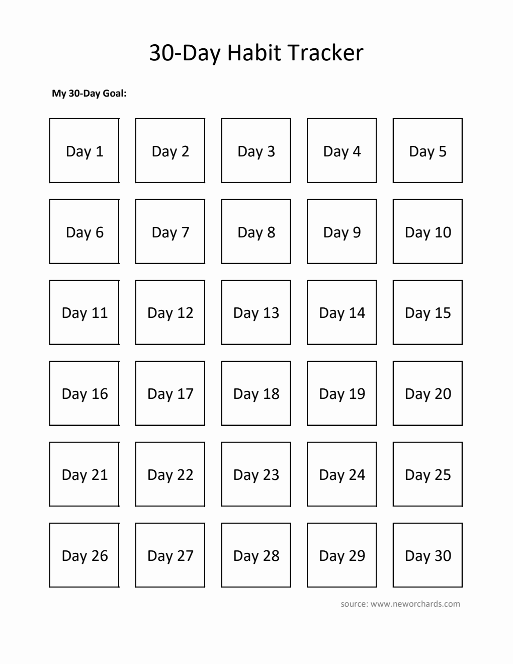 30-Day Habit Tracker  in Excel Format