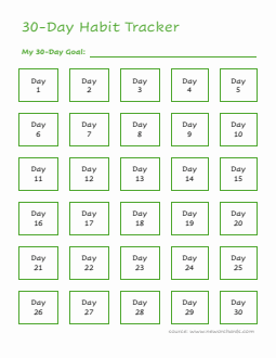 30-Day Habit Tracker Customizable in Word Format
