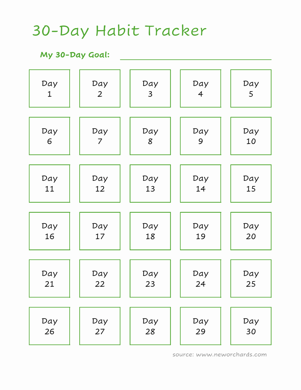 30-Day Habit Tracker Customizable in Excel Format