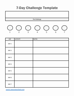 Customizable 7-Day Challenge Template | Free to Download in Word