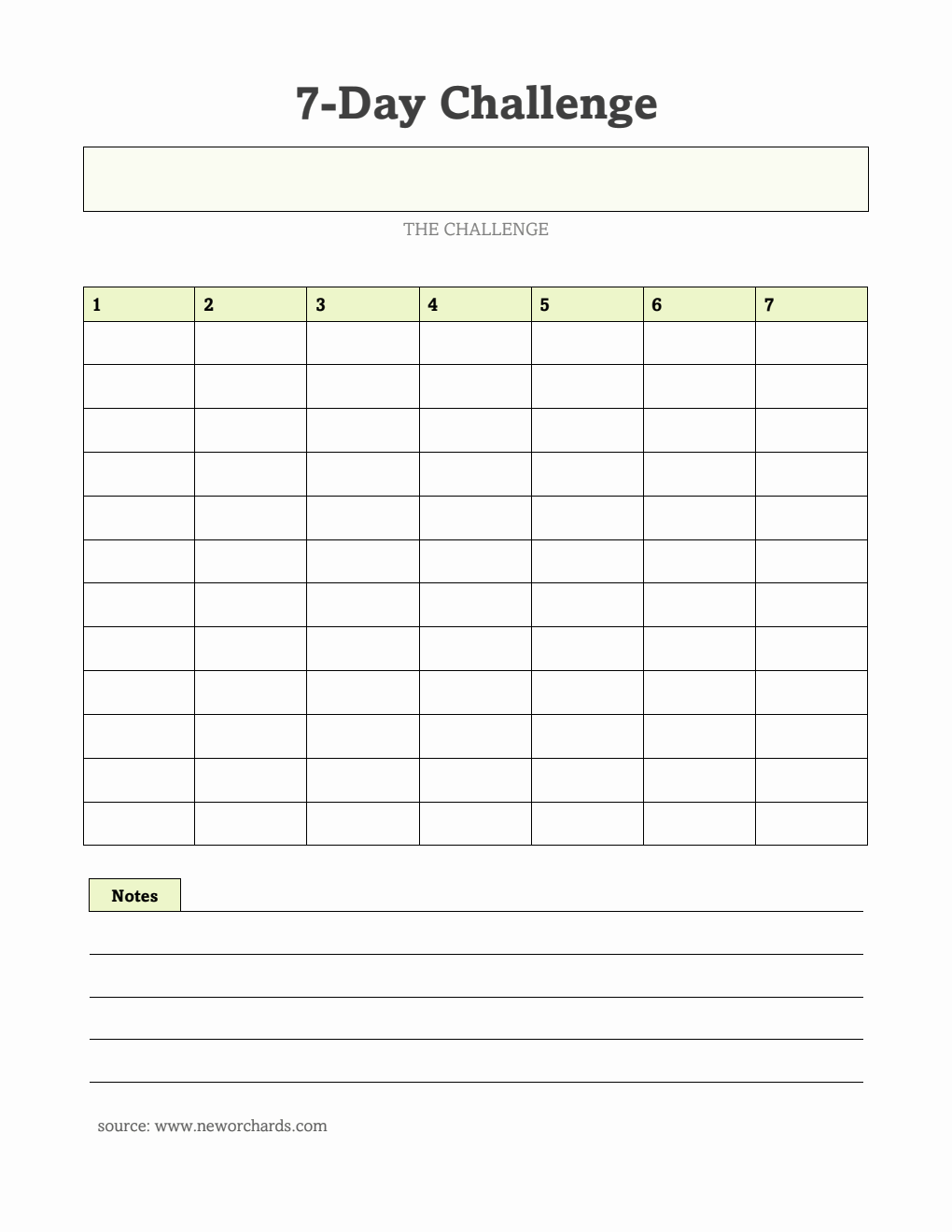Editable 7-Day Challenge Template | Free to Download in PDF