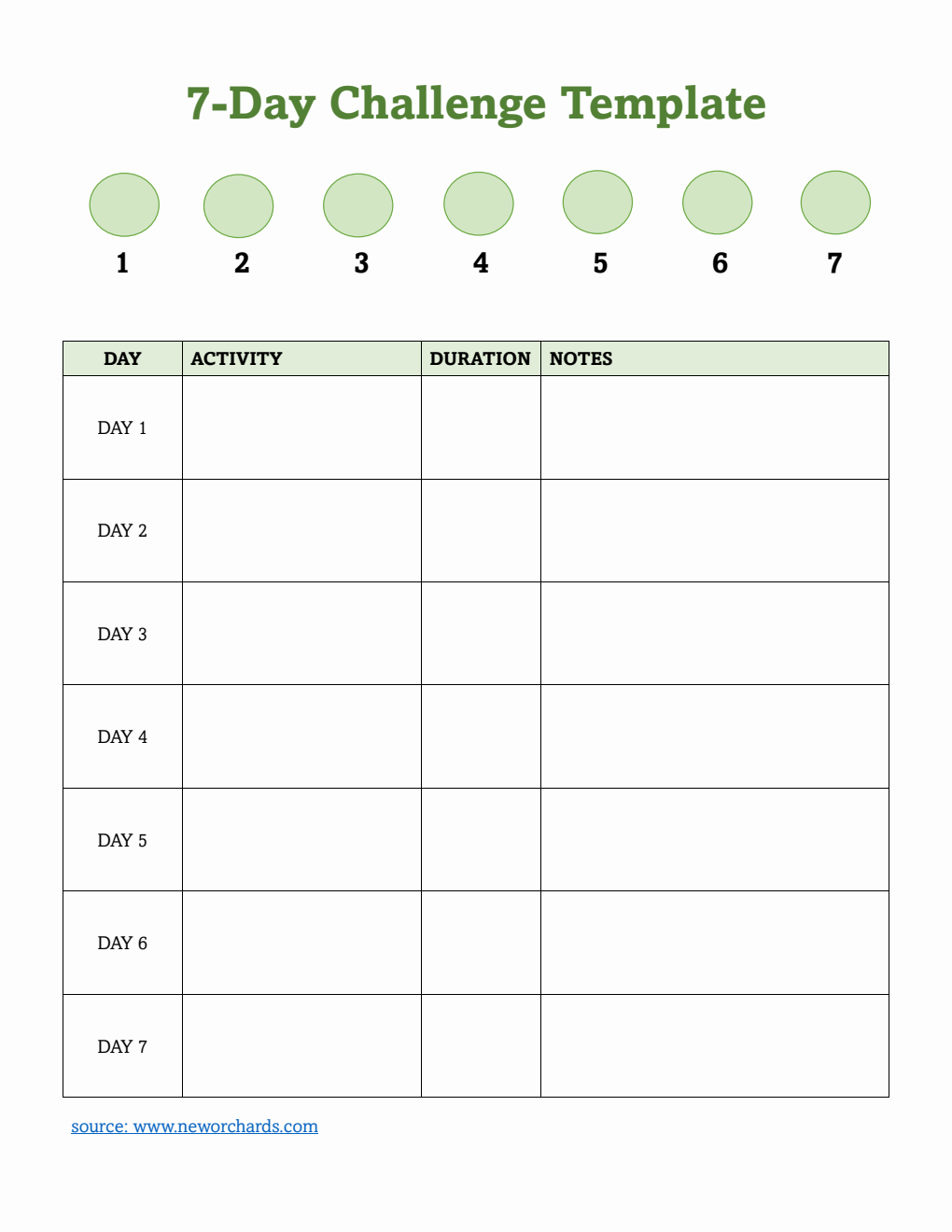 Customizable 7-Day Self-Care Challenge Template (Word)