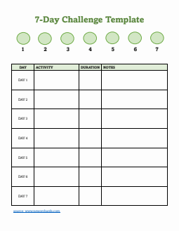 Customizable 7-Day Self-Care Challenge Template (Word)