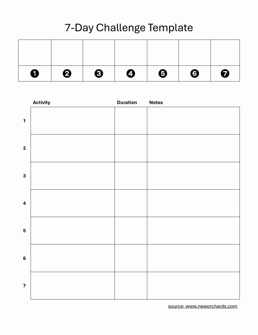 Downloadable 7-Day Self-Care Challenge Template (PDF)