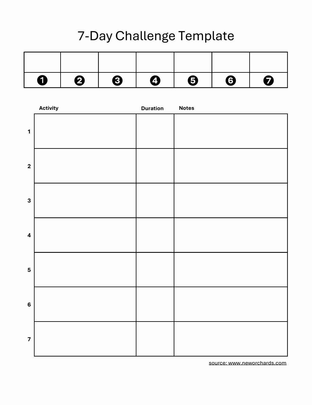 Downloadable 7-Day Self-Care Challenge Template (Excel)