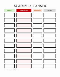 Academic Planner Template - Download and Customize in  Word
