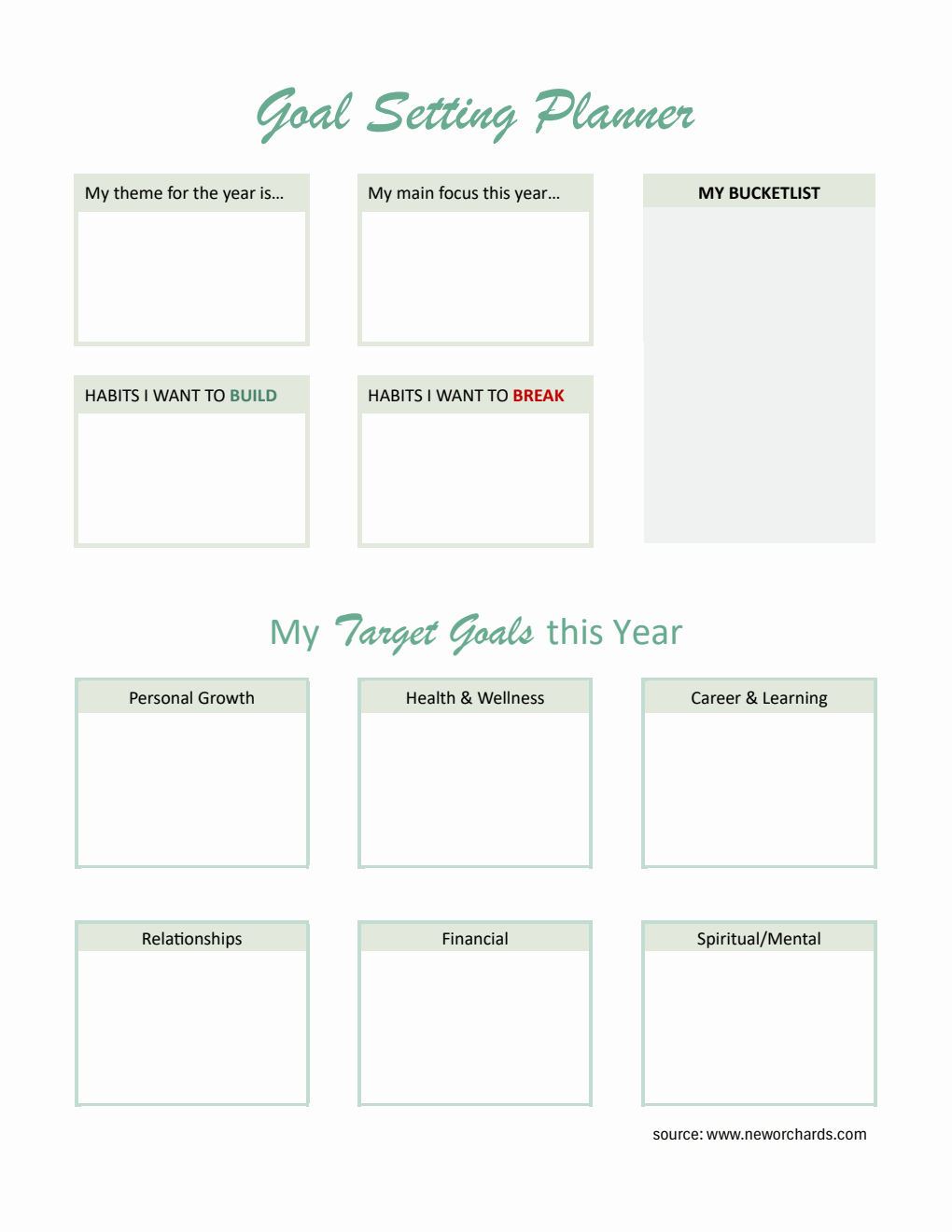 Annual Goal Setting Worksheet PDF (Italicized)