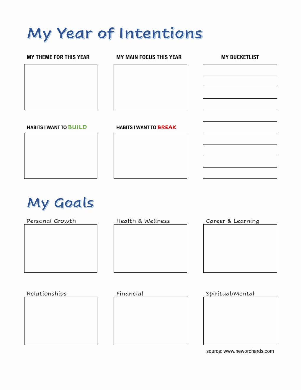 Annual Goal Setting Worksheet PDF (Simple)