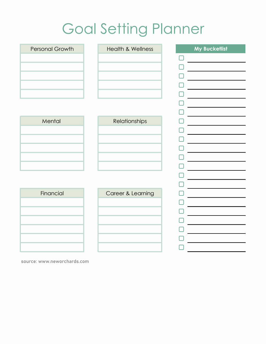 Annual Goal Setting Worksheet Excel (Italicized)