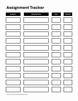 Assignment Tracker Template - Word (Bordered)