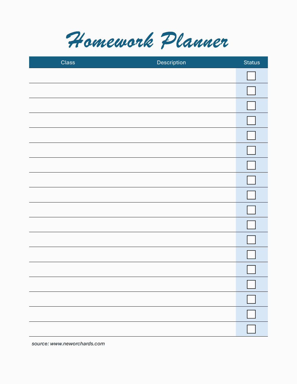 Assignment Tracker Template - PDF (Downloadable)
