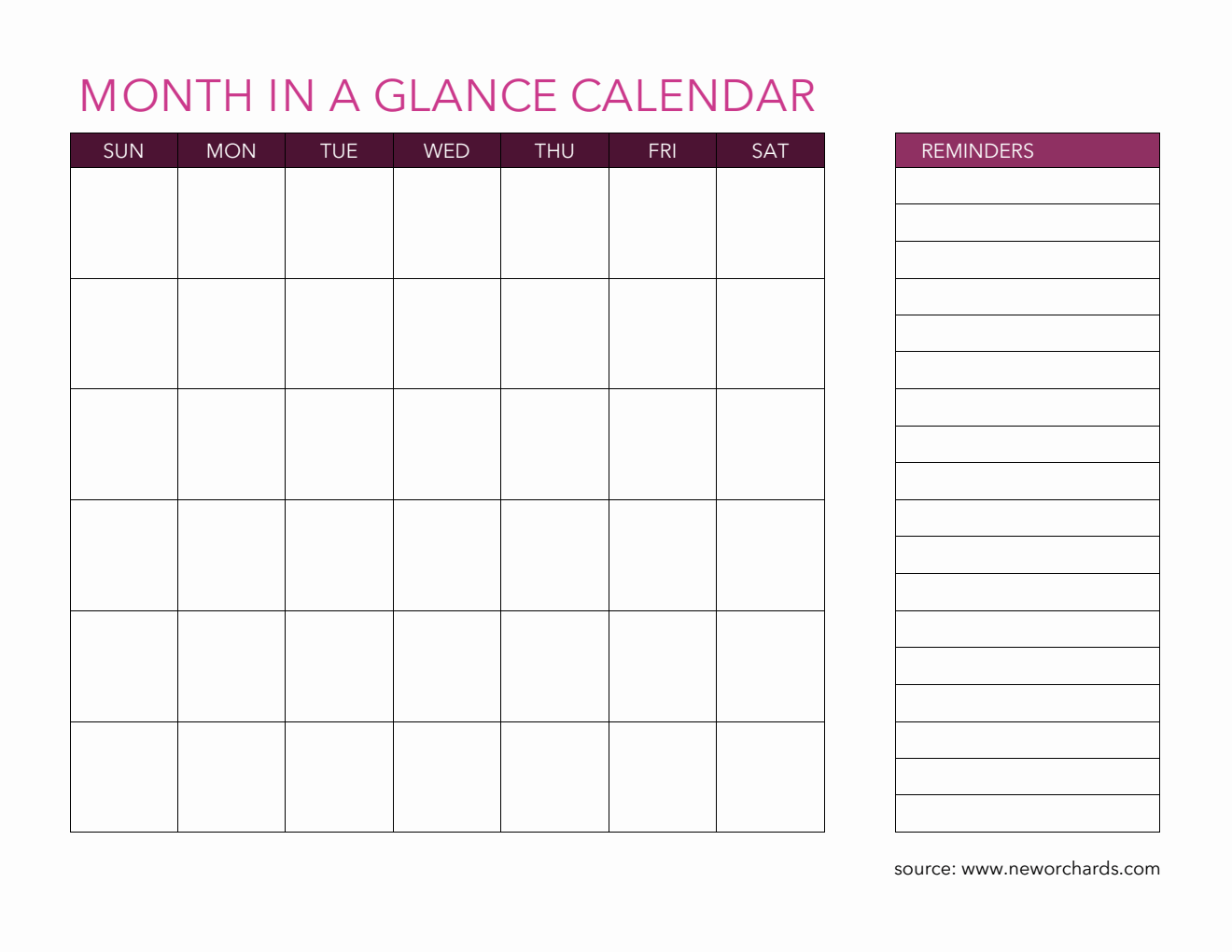 Month at a Glance Planner - Free PDF Template (Customizable)