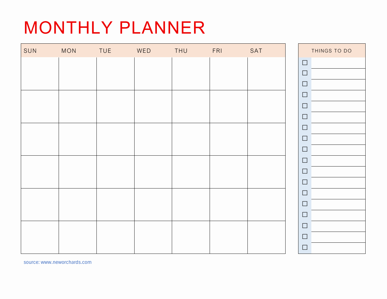Month at a Glance Planner - Free Word Template (Simple)