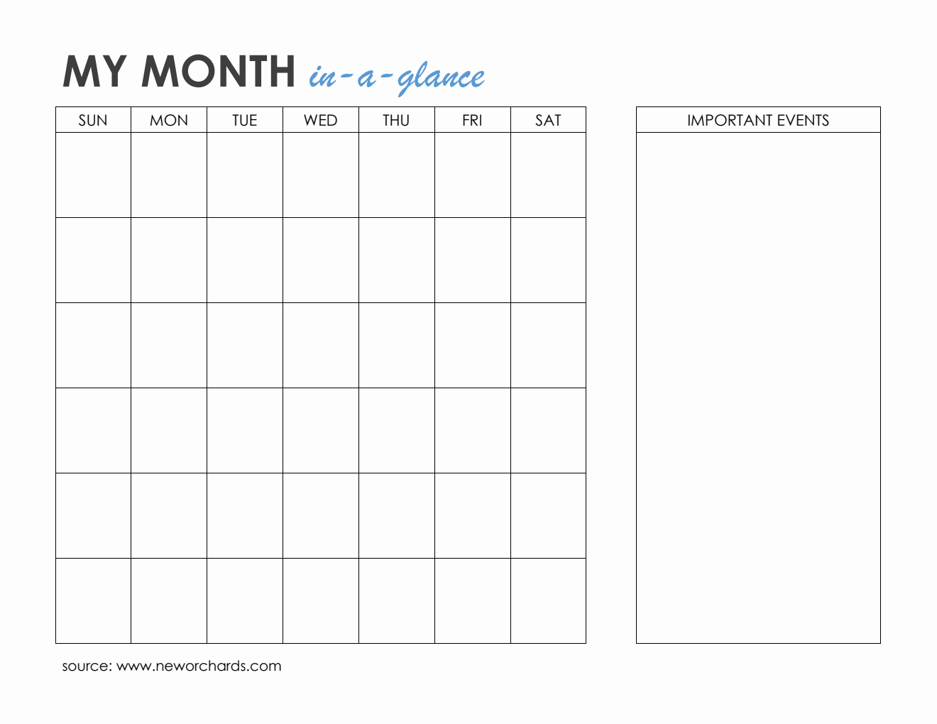 Month at a Glance Planner - Free PDF Template (Simple)
