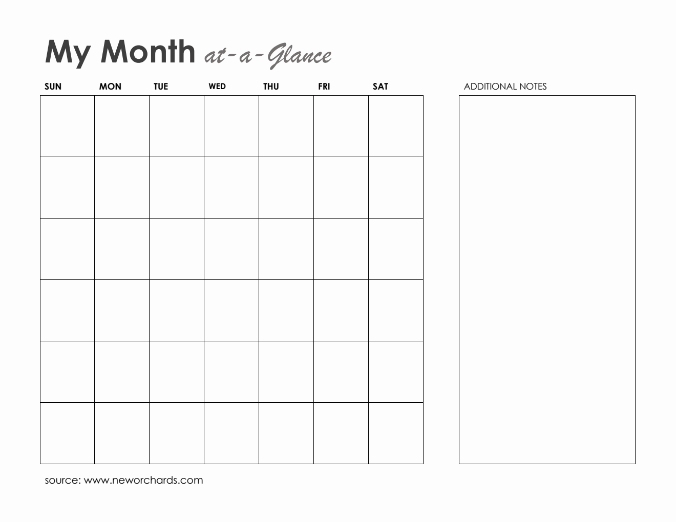 Month at a Glance Planner - Free Word Template (Printable)