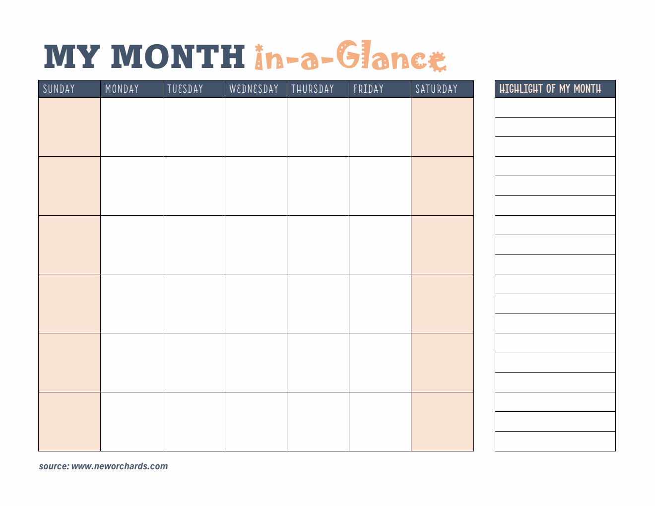 Month at a Glance Planner - Free PDF Template (Downloadable)