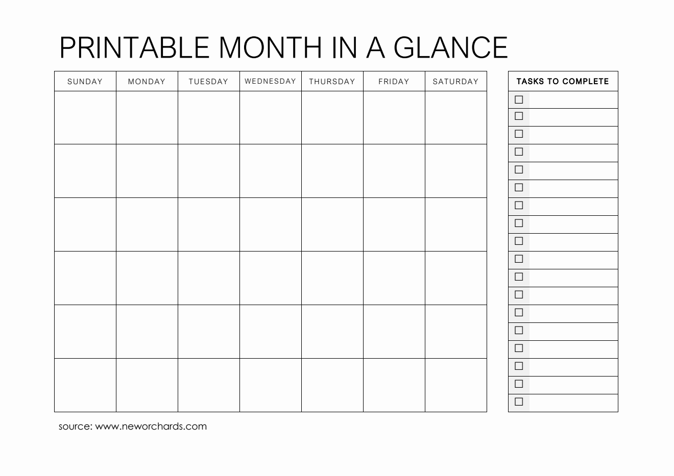 Month at a Glance Planner - Free PDF Template (Editable)