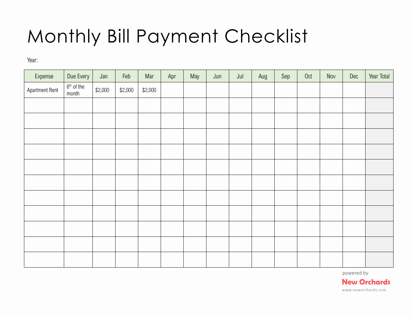 Free Bill Payment Tracker -  Download in Word