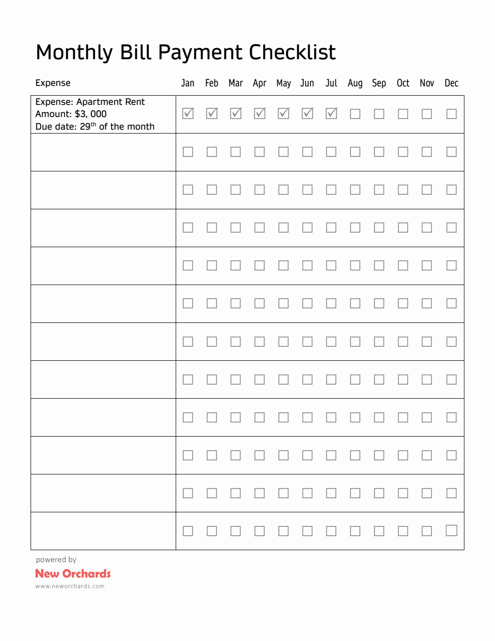 Bill Pay Tracker in Microsoft Word Format (Minimalist)