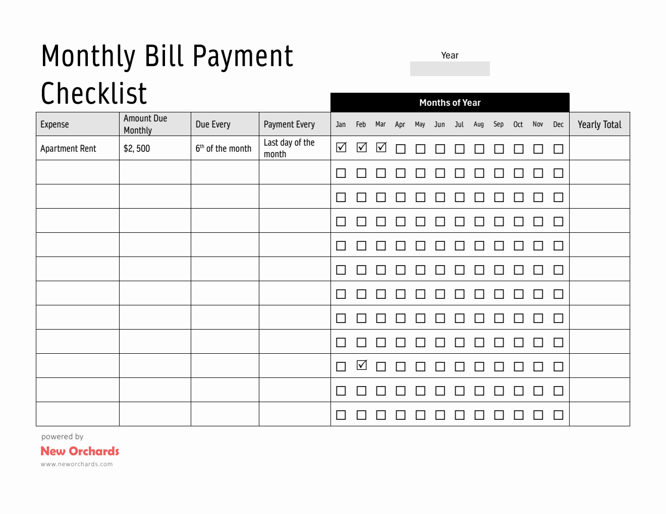 Free Bill Payment Tracker -  Edit in Word