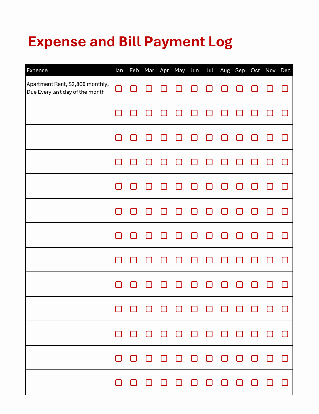 Free Excel Bill Tracking Sheet (Basic)