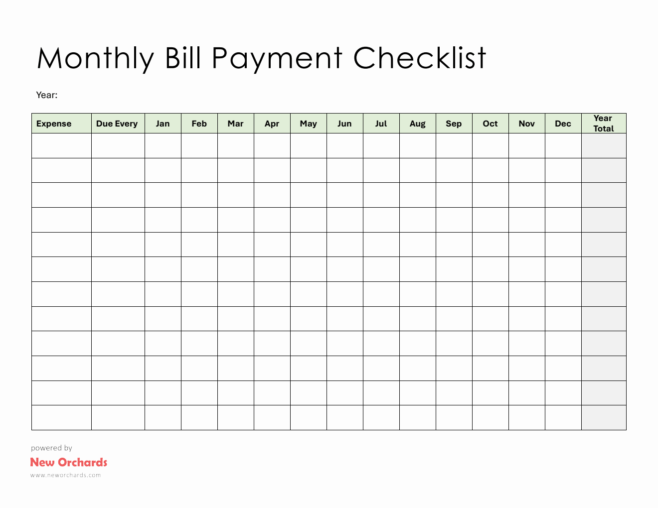 Bill Payment Tracker PDF (Downloadable)
