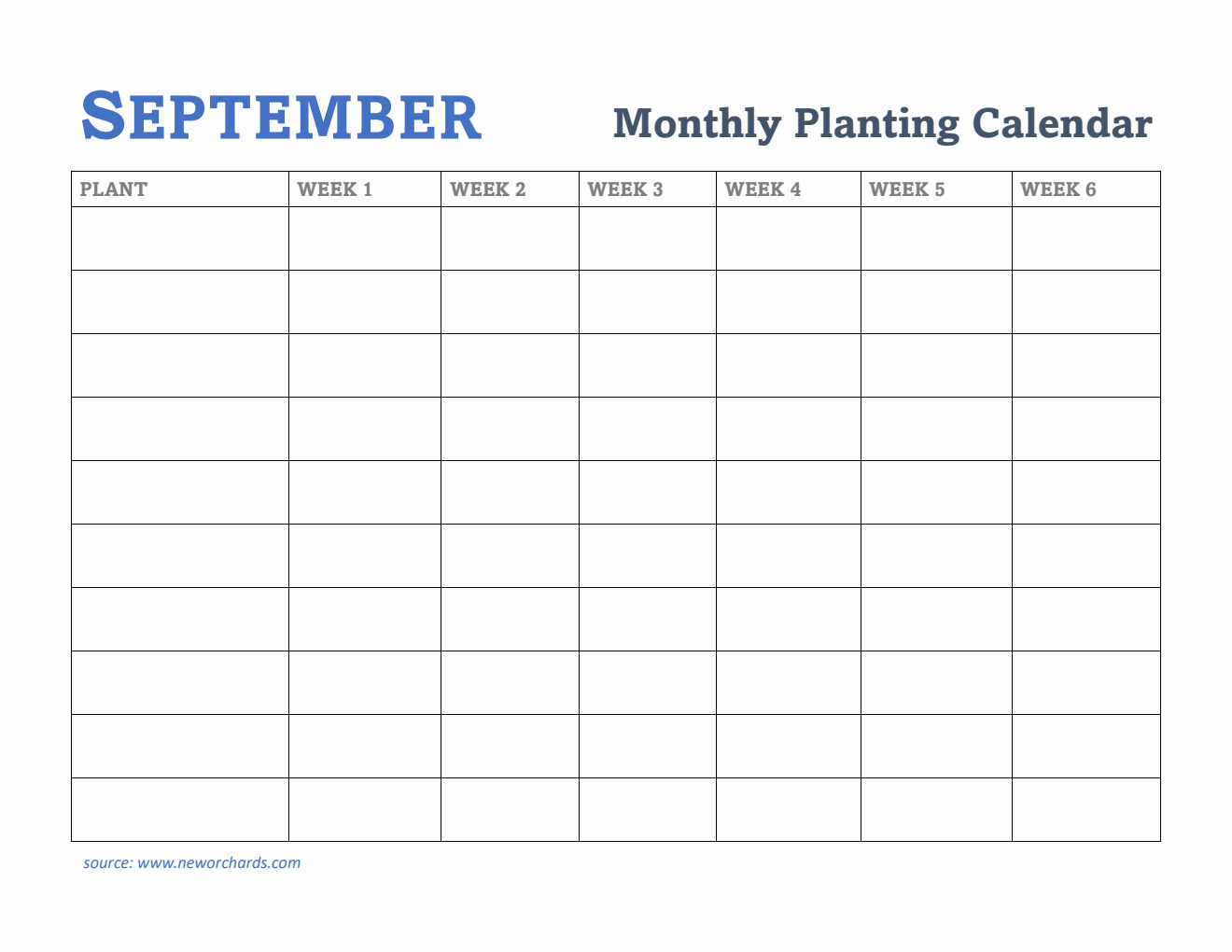 Gardening Calendar for September - Free Printable Template in PDF