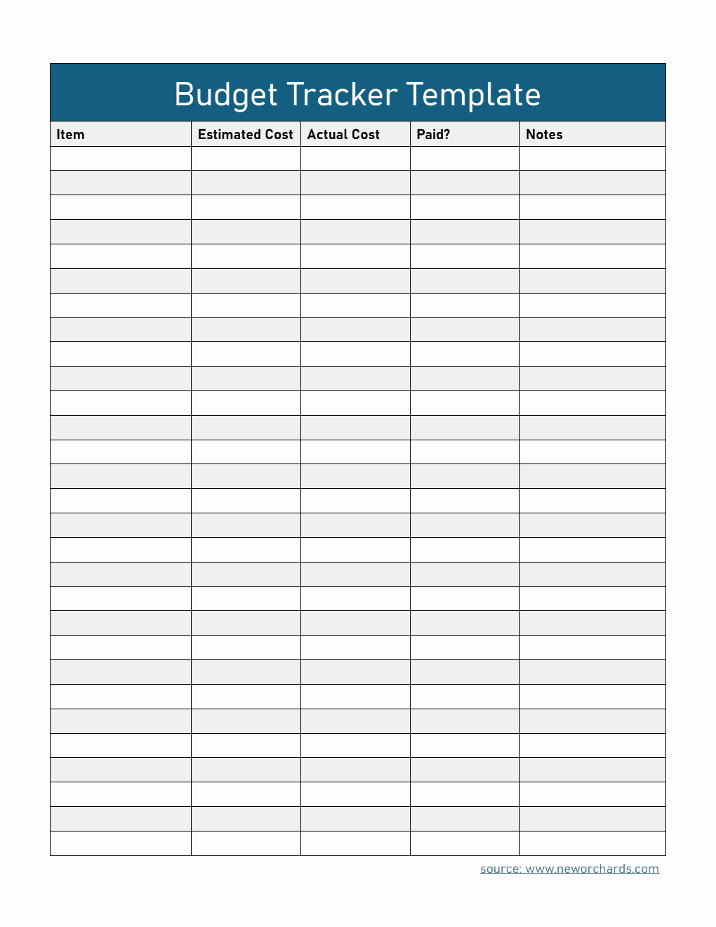 Simple Budget Tracker Template (PDF)