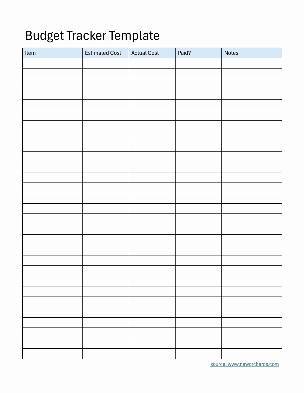  Budget Tracker Template (PDF)