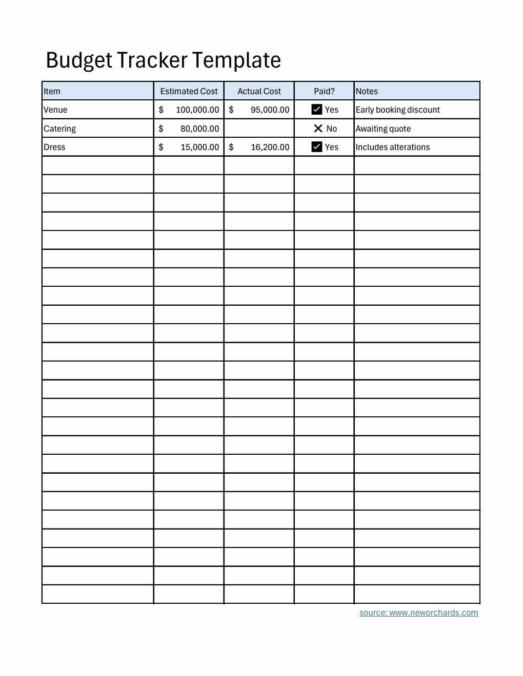  Budget Tracker Template (Excel)
