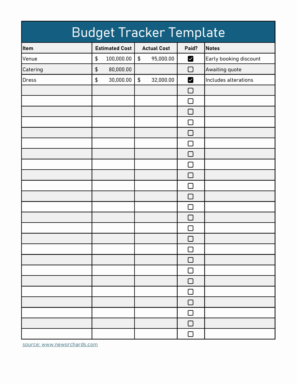 Simple Budget Tracker Template (Excel)