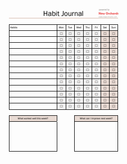 Habit Journal in Word Format