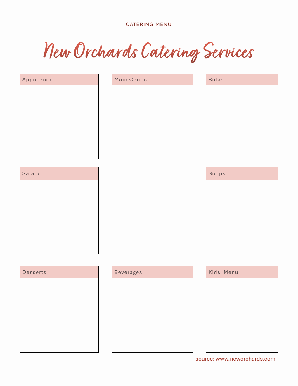 Catering Menu Template - Free to Use in PDF Format