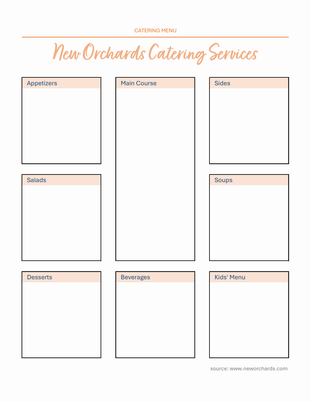 Catering Menu Template - Free to Download in Excel Format