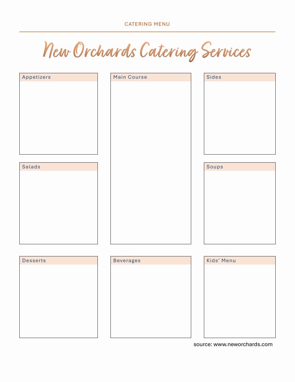 Catering Menu Template - Free to Download in Word Format