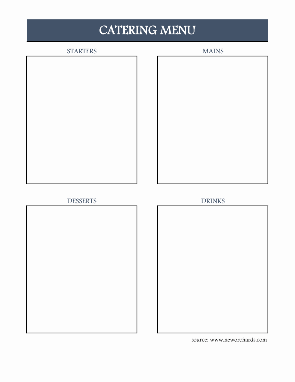Catering Menu Template - Free to Edit in Excel Format