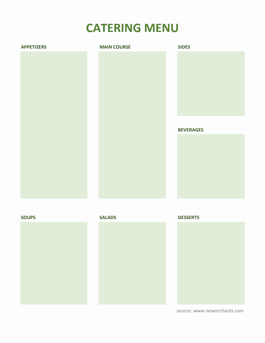 Catering Menu Template - Free to Customize in Excel Format