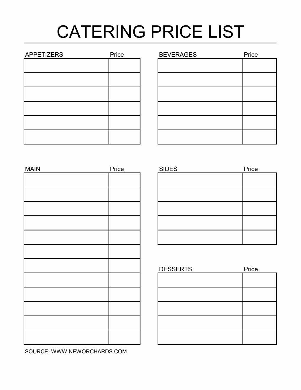  Catering Price Template Excel
