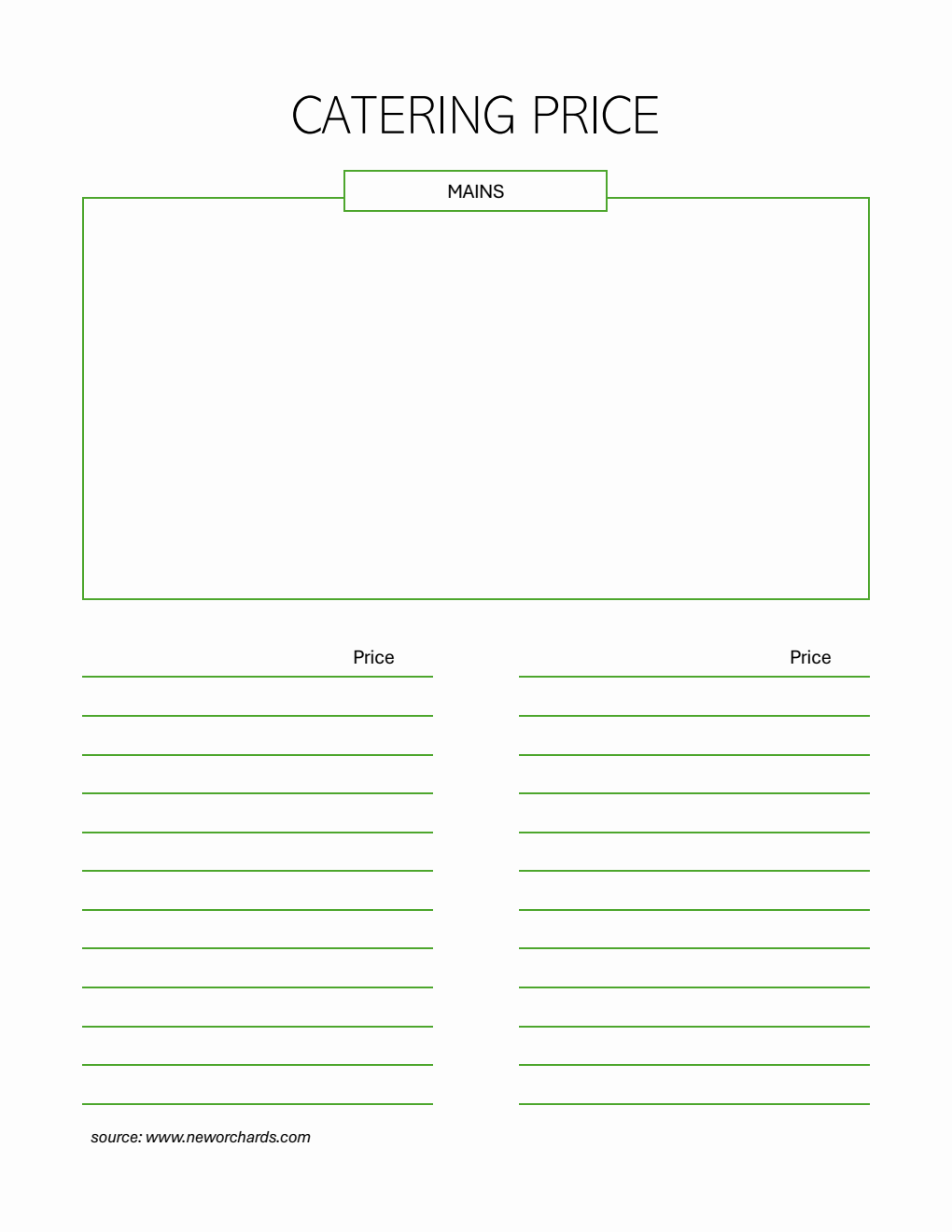 Downloadable Catering Price Template PDF