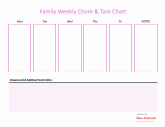 Family Weekly Chore And Task Chart Template - Word Format