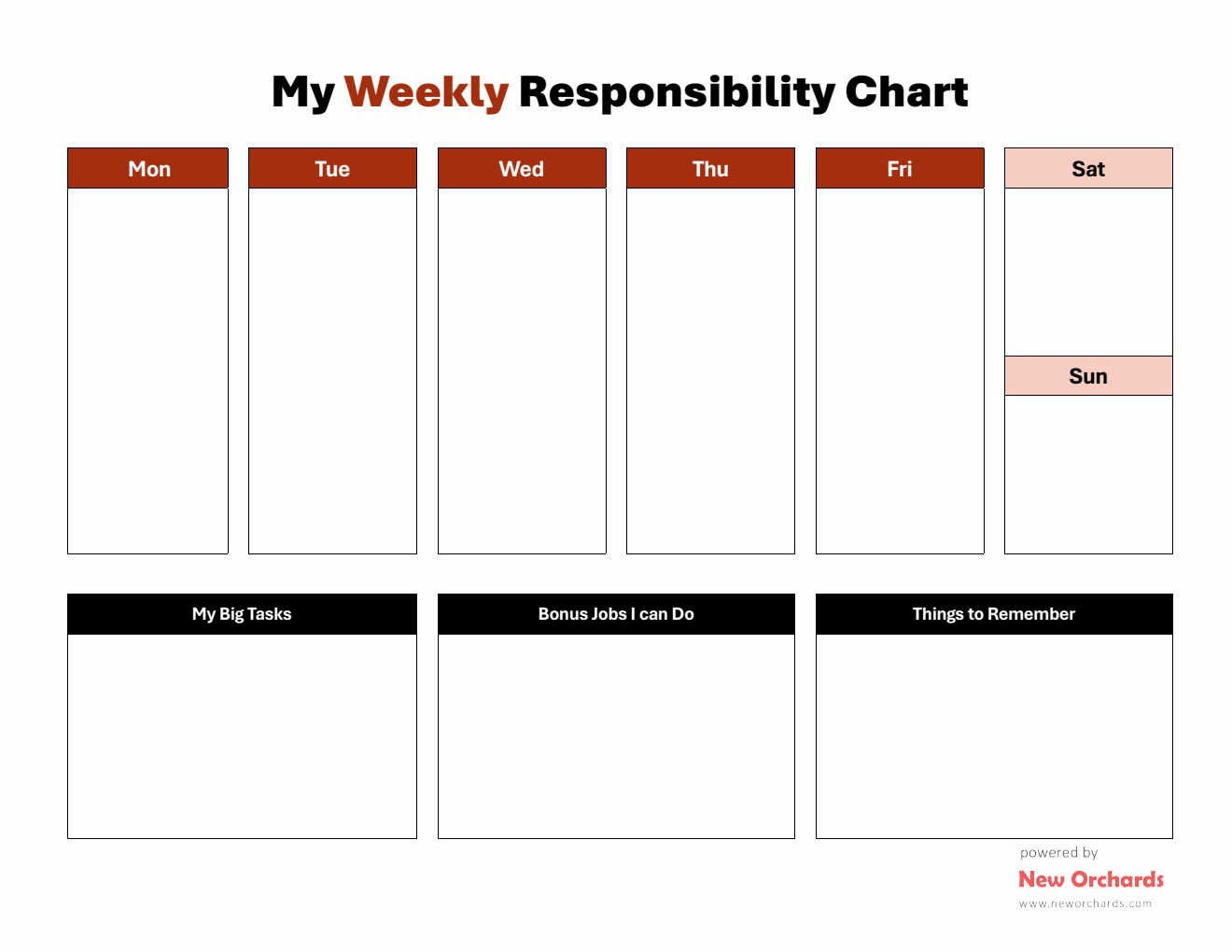 Weekly Responsibility Chart Template - PDF Format