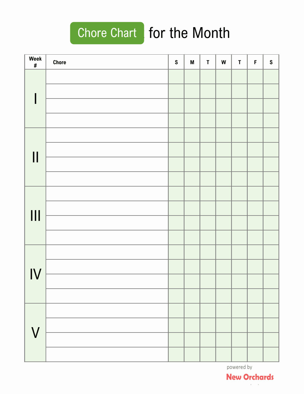 Free Chore Chart Template (Excel)